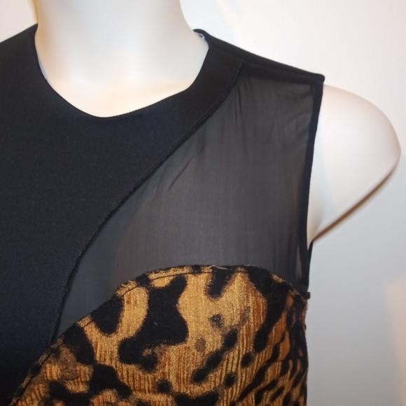 3.1 Phillip Lim Black/Bronze Minimalist Wool & Silk Leopard Print Sheath Dress - Picture 3 of 10
